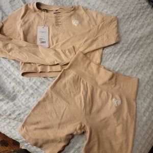 Women's Best Nude Power Set Large NWT Gym Wear